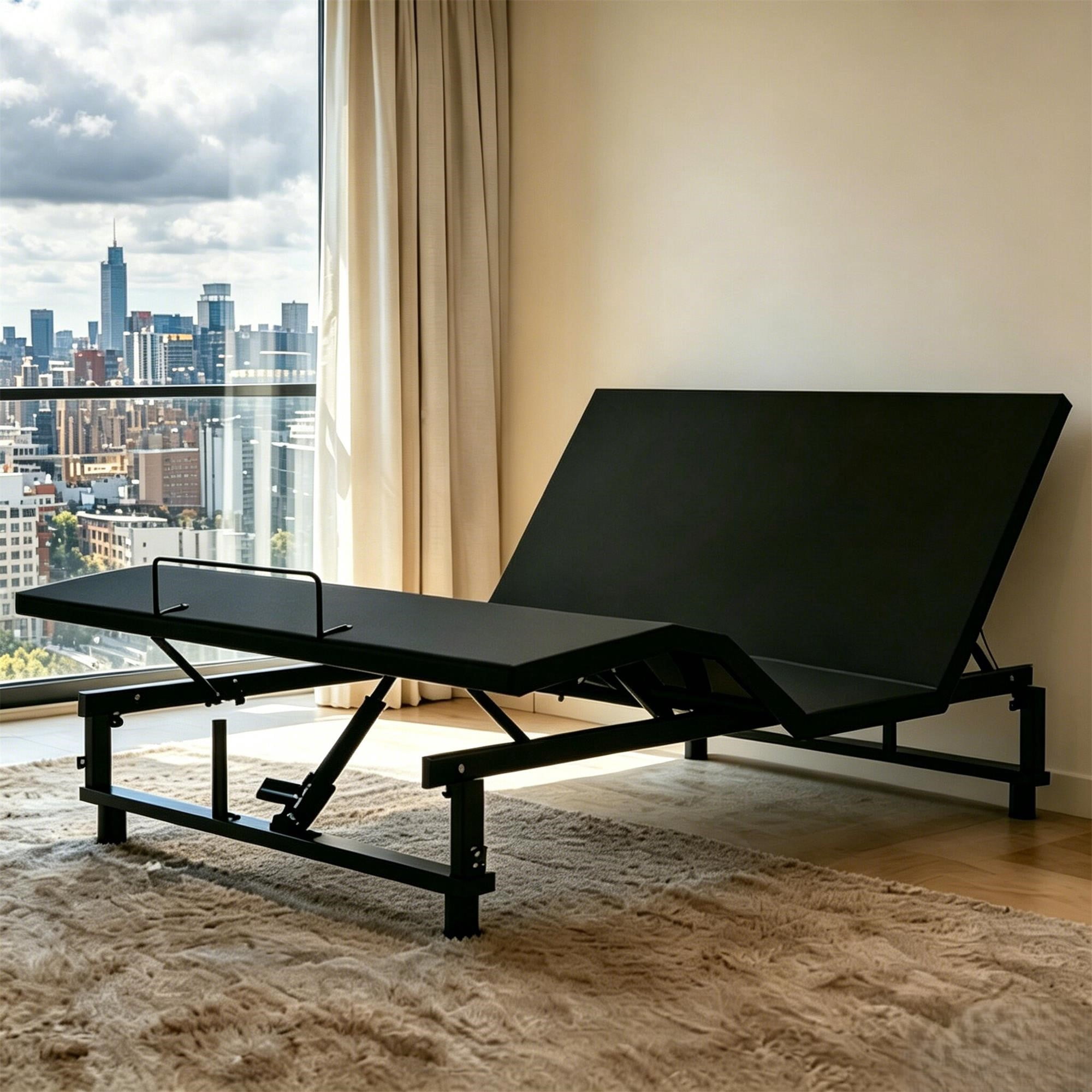 Jopath Queen Size Adjustable Bed Frame, Metal Platform Bed with Head and Foot Incline Wireless Remote 4 Ports USB, Under-Bed Nightlights for Adult Teen Black