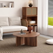 Jopath Round Coffee Table,Featuring Modern Minimalism and Nordic Flair,Center Table for Living Room(Walnut)