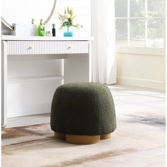 Jopath Round Ottoman, Footstool with Soft Padded Seat Sofa Couch Footrest for Bedroom Entryway Olive Green