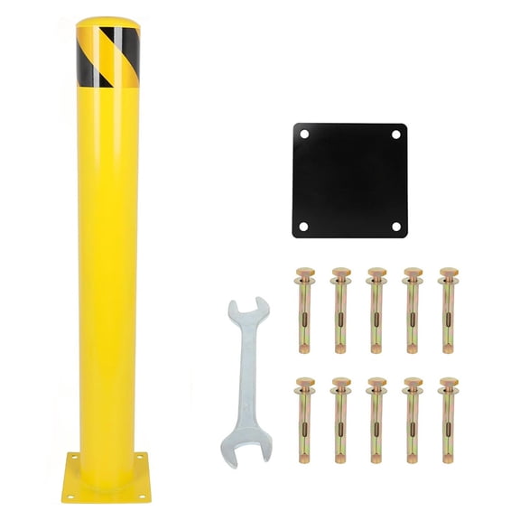 Jopath Safety Bollard, 48 Inch Height Bollard Post Steel Security Bollards With A Yellow Oily Finish For Parking Lots, Storefronts, Entrances, Sidewalks, And Traffic-Sensitive Areas