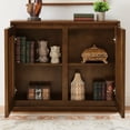 thumbnail image 1 of Jopath Sideboard Cabinet with 2 Outlet Holes, Buffet Cabinet with Storage Mid Century Modern Fluted Hollowed Out for Living Room Entryway Hallway Dining Room Kitchen Walnut, 1 of 9