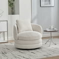 thumbnail image 1 of Jopath Swivel Accent Chair with Pillow,360° Round Barrel Chair,Chenille Upholstered Armchair Single Club Sofa Chair for Living Room,Bedroom, Reading Room, Balcony, Lounge,Beige, 1 of 10