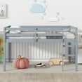 thumbnail image 1 of Jopath Twin Size Loft Bed, Rubber Wooden Loft Bed Frame with Ladder, Bed Platform of Strengthened Slats, Modern Low Loft Bed for Boys Girls, Grey, 1 of 8