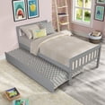 thumbnail image 1 of Jopath Twin Size Wood Bed with Trundle, Platform Bed Frame with Headboard and Footboard for Teen boys girls Grey, 1 of 9