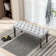thumbnail image 1 of Jopath Upholstered Tufted Bench Ottoman , Velvet Dining Bench Bedroom Bench Footrest Stool Accent Bench for Entryway Dining Room Living Room, Light Gray, 1 of 6