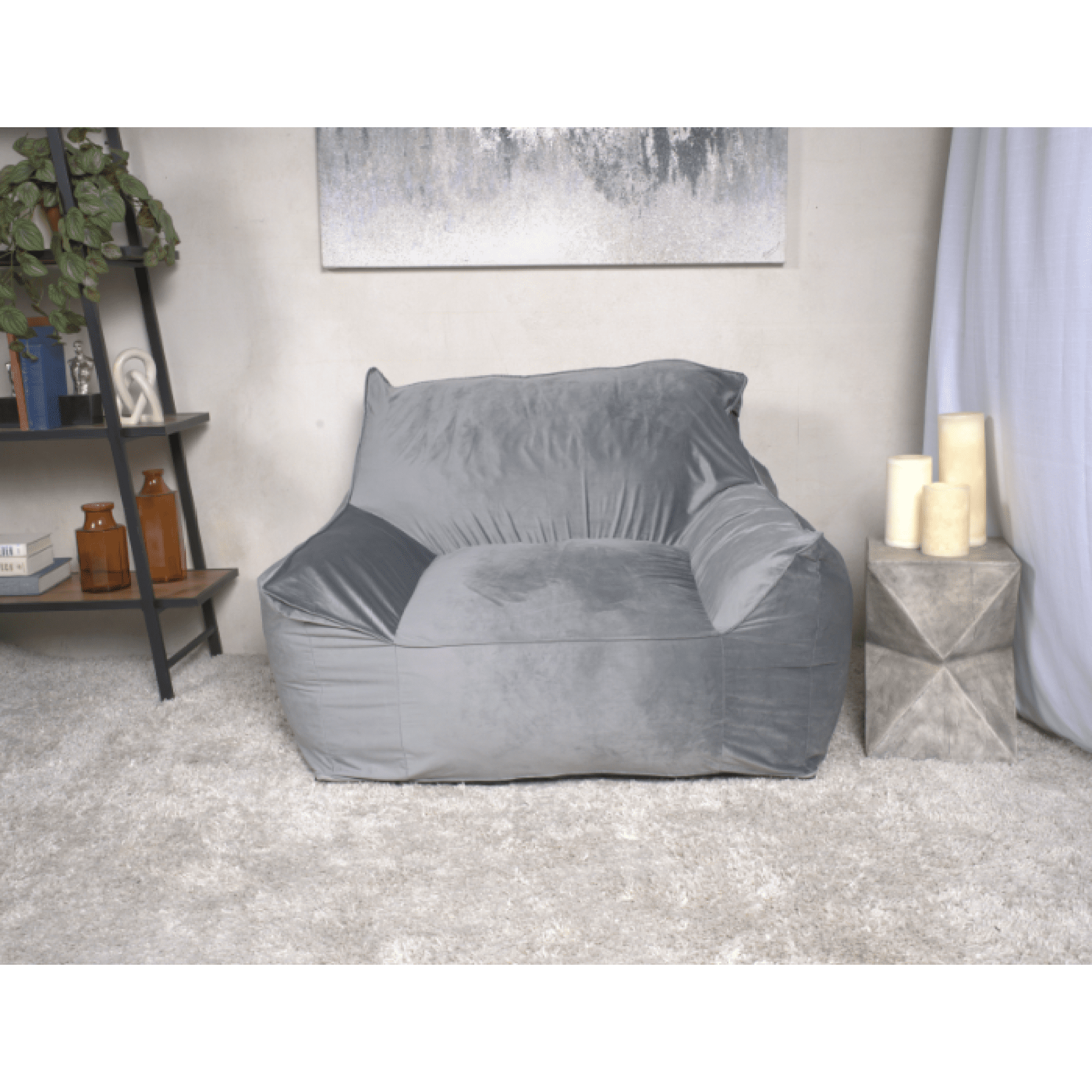 Jopath Velveteen Bean Bag Chair Foam Filler Large Beanbags Lazy Sofa ...