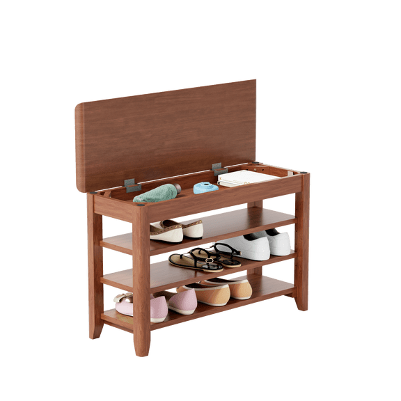 Jopath solid wood front door shoe rack, wardrobe solid wood shoe bench, load-bearing 550 pounds, entrance, corridor, aisle shoe rack,