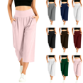 thumbnail image 1 of Jopfuhed Women's Wide Leg Yoga Pants Elastic High Waist Tummy Control Capri Pants with Pockets Side Flowy Gym Workout Jogging Pants,Sizes S-3XL, 1 of 9