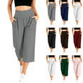 thumbnail image 1 of Jopfuhed Women's Wide Leg Yoga Pants Elastic High Waist Tummy Control Capri Pants with Pockets Side Flowy Gym Workout Jogging Pants,Sizes S-3XL, 1 of 9
