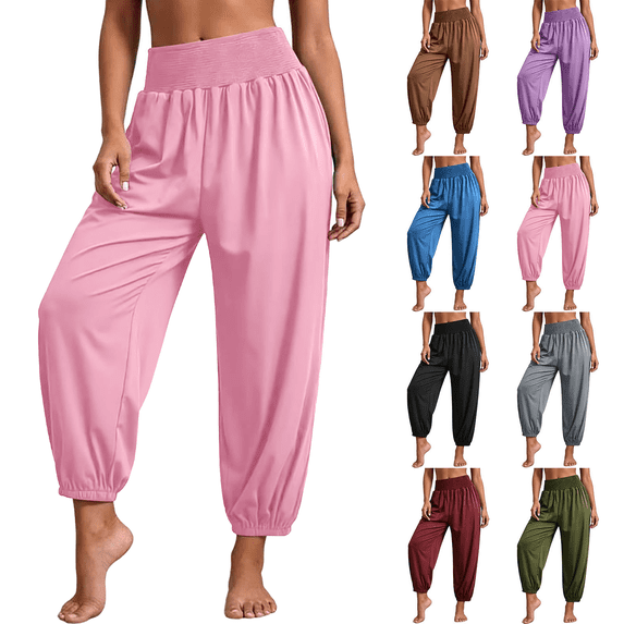 Jopfuhed Womens Baggy Yoga Pants Stretchy High Waisted Soft Pull On Workout Trousers Pants with Pockets Lounge Gym Joggers Pants,Sizes S-3XL