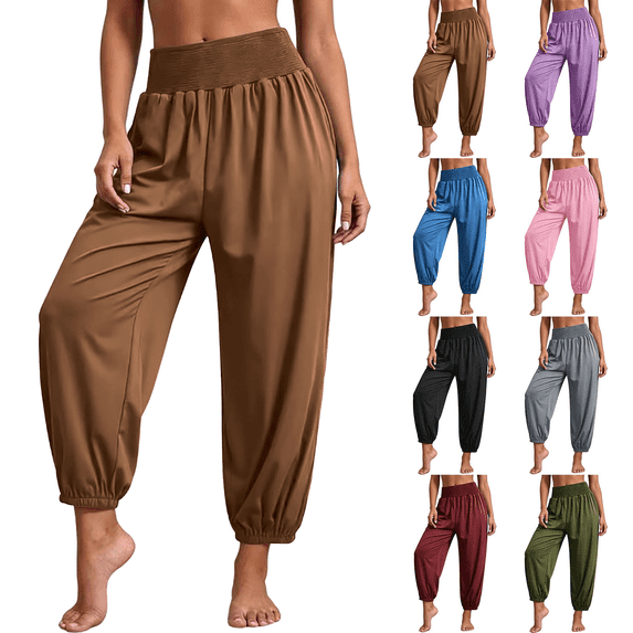 Jopfuhed Womens Baggy Yoga Pants Stretchy High Waisted Soft Pull On Workout Trousers Pants with Pockets Lounge Gym Joggers Pants,Sizes S-3XL