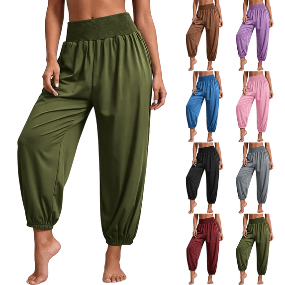 Jopfuhed Womens Baggy Yoga Pants Stretchy High Waisted Soft Pull On Workout Trousers Pants with Pockets Lounge Gym Joggers Pants,Sizes S-3XL