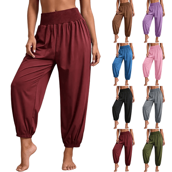 Jopfuhed Womens Baggy Yoga Pants Stretchy High Waisted Soft Pull On Workout Trousers Pants with Pockets Lounge Gym Joggers Pants,Sizes S-3XL
