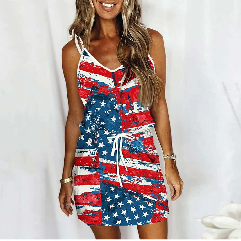 Jophufed 4Th of July Independence Day American Flag Beach Sun Dress,Fashion Sexy Women Casual Printed Sleevesless Camies V-Neck Mini Dress - Walmart.com Jophufed 4Th of July Independence Day American Flag Beach Sun Dress,Fashion Sexy Women Casual Printed Sleevesless Camies V-Neck Mini Dress - Walmart.com