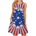 thumbnail image 1 of Jophufed 4Th of July Independence Day American Flag Print Midi Patriotic Beach Sundress,Women Fashion Summer Casual Sexy Sleeveless Round Neck Dress, 1 of 1