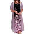 thumbnail image 1 of Jophufed Dresses for Women 2025 Casual Floral Print Sleeveles Dress Solid Chiffon Two-Piece Set, 1 of 5