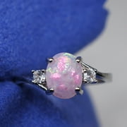 HAOZZAW Jophufed Exquisite Women's Ring Oval Cut Fire-Opal Jewelry Birthday Gift Bridal Party Ring Gifts on Clearance