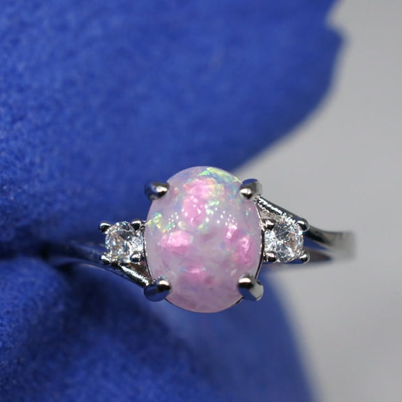 Jophufed Exquisite Women's Ring Oval Cut Fire-Opal Jewelry Birthday Gift Bridal Party Ring Gifts