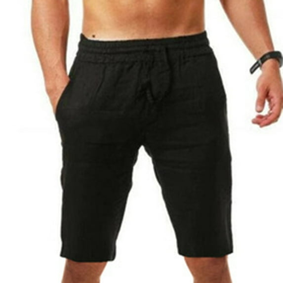 Jophufed Fashion Men's Pants Casual Solid Pocket High Waist Loose Bandage Pants Knee Lenght