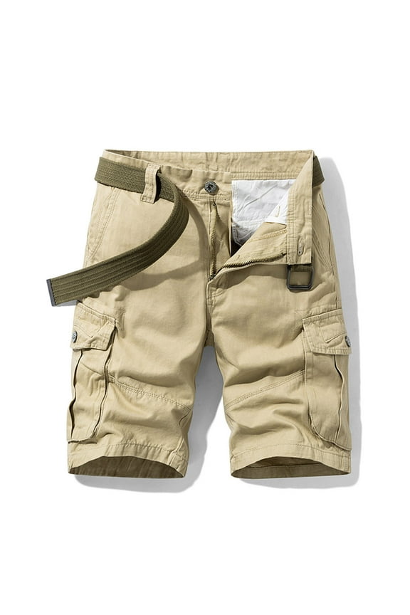 Jophufed Fashion Men's Pants Pocket Zipper Buttons Solid Leisure Time Tooling Shorts Cargo Pants