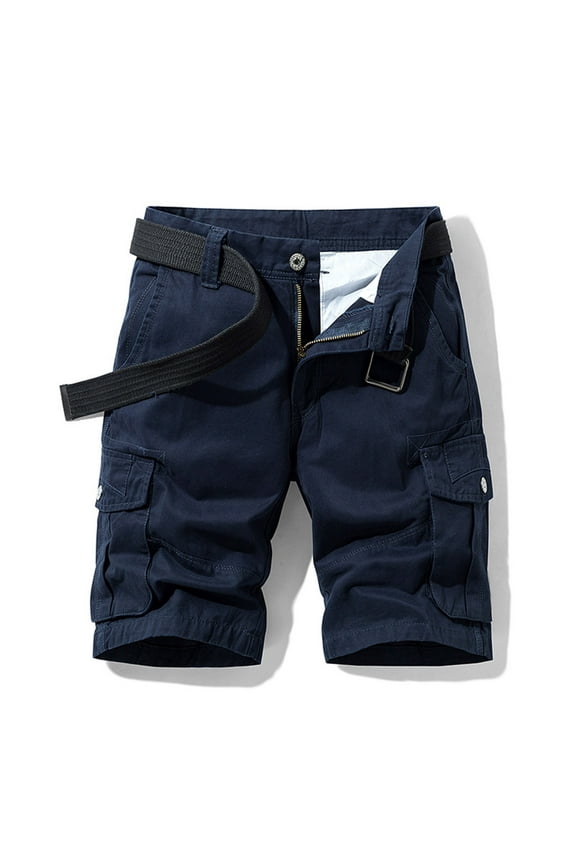 Jophufed Fashion Men's Pants Pocket Zipper Buttons Solid Leisure Time Tooling Shorts Cargo Pants
