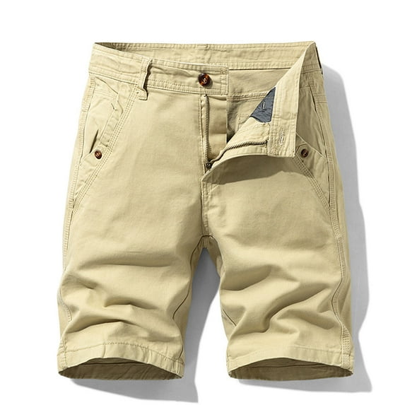 Jophufed Fashion Men's Pants Pocket Zipper Buttons Solid Leisure Time Tooling Shorts Cargo Pants