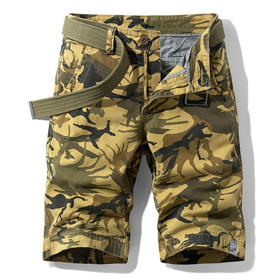 Jophufed Fashion Men's Pants Pocket Zipper Resilience Leisure Time Tooling Short Pants