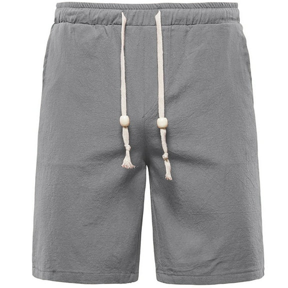 Jophufed Fashion Plus-Size Man Solid Elastic Waist Loose Pockets Bandage Short Pants