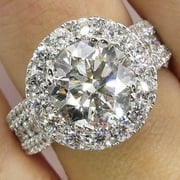 Jophufed Luxurious and Elegant Diamond Zircon White Openwork Ring Ladies Jewelry Gifts on Clearance