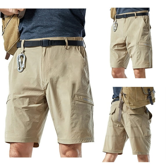 Jophufed Men's Pants Multi-pocket Quick-drying Shorts Casual Four-way Stretch Hiking Pants
