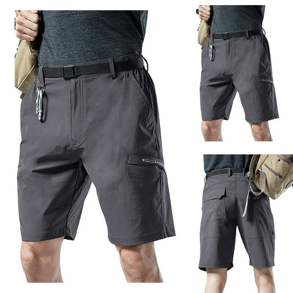 Jophufed Men's Pants Multi-pocket Quick-drying Shorts Casual Four-way Stretch Hiking Pants