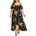thumbnail image 1 of Jophufed Plus Size Summer Dresses Women Casual Short Sleeve Cold Shoulder Boho Maxi Dress Flower Print Long Dress, 1 of 9