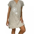 thumbnail image 1 of Jophufed Summer Dresses for Women 2022 Plus Size V Neck Short Sleeve Casual Hot Vacation Solid Color Party Beach Mini Shirt Dress, 1 of 6