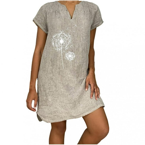 Jophufed Summer Dresses for Women 2022 Plus Size V Neck Short Sleeve Casual Hot Vacation Solid Color Party Beach Mini Shirt Dress