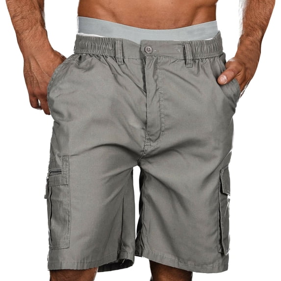 Jophufed Summer Men's Pants Casual Shorts Low Waist Solid Multi Pocket Capris