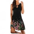 thumbnail image 1 of Jophufed Summer Spring Dresses for Women 2025 Cute Cold Shoulder Boho Tshirt Dresses A Line Shift Floral Printed Tunic Dress,Sleeveless Beach Short Mini Sundress, 1 of 5