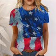thumbnail image 1 of Jophufed Summer Tops for Women 2025 Summer Casual Crewneck Short Sleeve T-Shirts Flag Print Fit Basic Tops Tees Blouses Labor Day Sale, 1 of 5