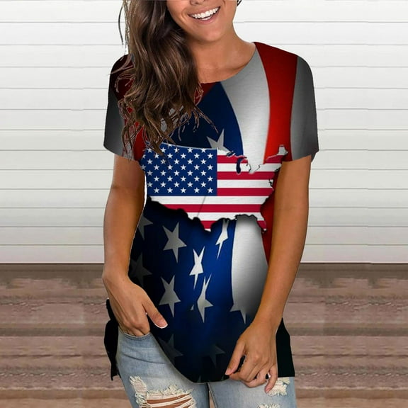 Jophufed Summer Tops for Women 2022 Summer Casual Fashion Sexy Round-neck Shirt T Short Sleeve Letters Print Tees Tops Blouse Labor Day Sale