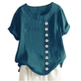 thumbnail image 1 of Jophufed Women Casual Plus Size O-Neck Printed Loose Button Tunic Shirt Blouse Tops Gifts, 1 of 4