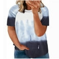 thumbnail image 1 of Jophufed Women Shirts Large Size Tie-Dye Printing Short Sleeve O-Neck Top Tee T-Shirt Blouse Gifts, 1 of 4