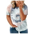 thumbnail image 1 of Jophufed Women Shirts Large Size Tie-Dye Printing Short Sleeve O-Neck Top Tee T-Shirt Blouse Gifts, 1 of 4