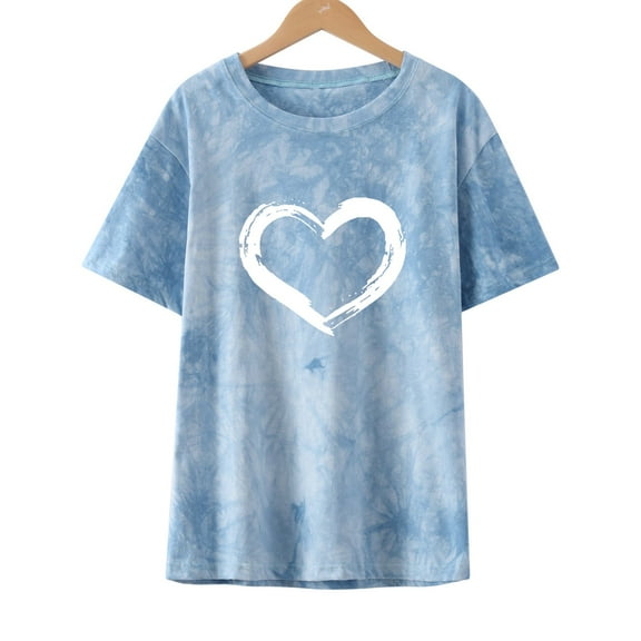 Jophufed Women Summer Tops Fashion Printed Round Neck Short Sleeve Tee T-shirt Blouse Loose Blouse Gifts