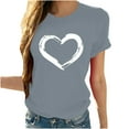 thumbnail image 1 of Jophufed Women Tops Short Sleeves Crewneck Heart-shaped Print Casual Blouse Tee T-shirt Gifts, 1 of 8