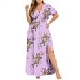 thumbnail image 1 of Jophufed Womens Plus Size Summer Dresses 2024 Party Boho Print Maxi Long Dress V-Neck Short Sleeve Dresses for Wedding Guest on, 1 of 5