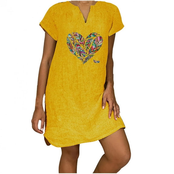 Jophufed Womens Summer Dresses Plus Size Short Sleeve V-Neck Casual Hot Vacation Solid Color Party Beach Mini Shirt Dress