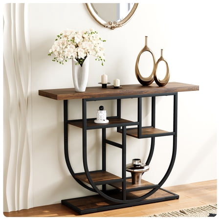 Joqixon Console Table for Living Room, 41" Wood Entryway Table Hallway Table with Open Shelf Storage, Sofa Table for Foyer and Corridor