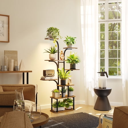 Joqixon Plant Stand Indoor, Metal Plant Shelf Flower Stand for Plant Lovers, 7 Tiered Tall Plant Rack for Living Room Patio Garden, Large Plant Cabinet Corner Plant Holder