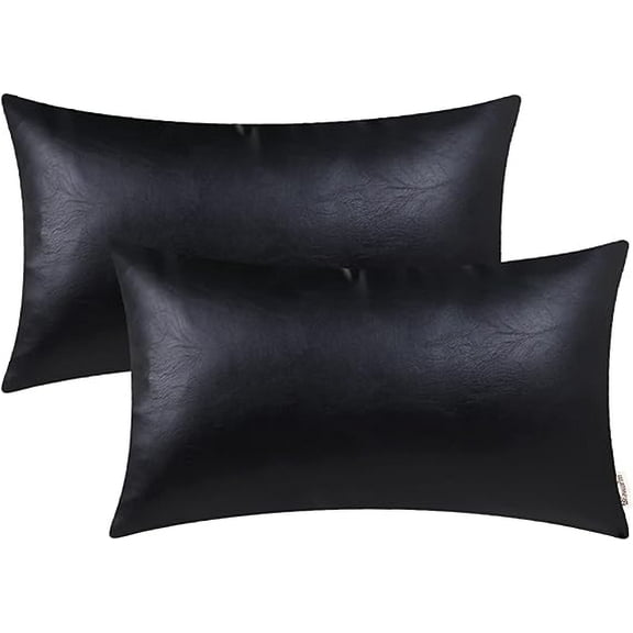 Joqmia 2pcs Faux Leather Throw Pillow Covers, Brown Large Thick Solid Farmhouse Modern Decorative Pillow Cases for Outdoor Livingroom Couch Bed Sofa Bedroom Cushion Covers Cognac