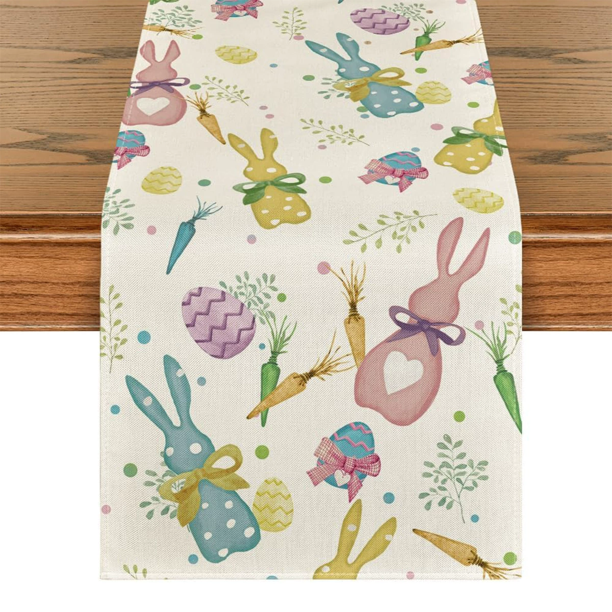 Spring Table Runner 108 Joqmia Bunny Rabbit Flower Egg Happy Easter Table Runner, Seasonal ...