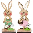 thumbnail image 1 of 10PCS Easter Decorations for the Home Wooden Bunny Decor Sign Farmhouse Rabbit Tiered Tray Decor Easter Rabbit Table Decorations for Easter Party Desk Office Farmhouse Home, 1 of 6